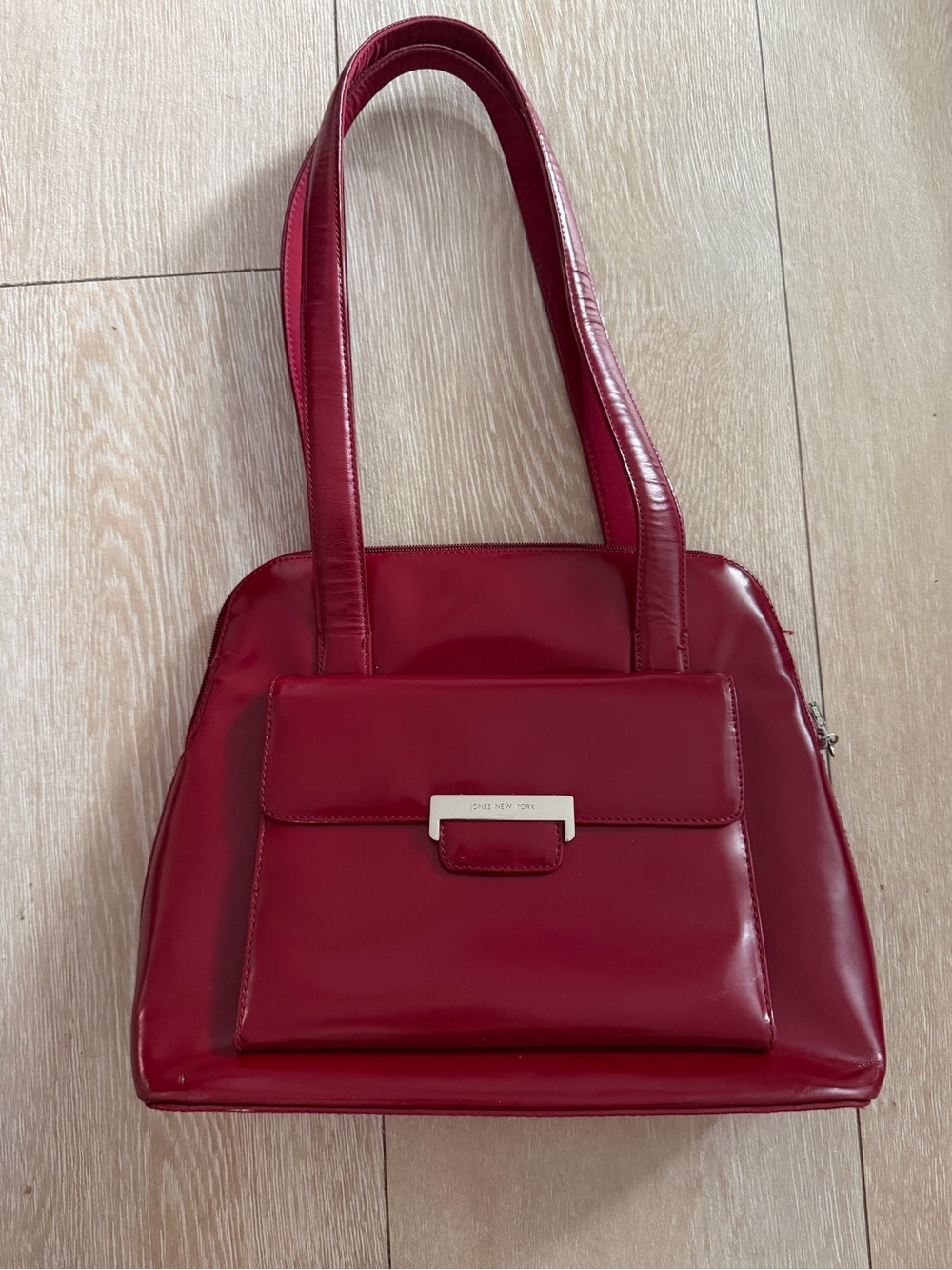 Jones New York Red Genuine Leather Shoulder Purse